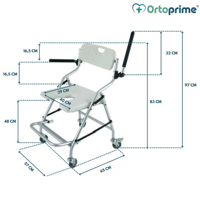 Silla de Ducha y Baño Plegable con Ruedas | Asiento U Higiénico