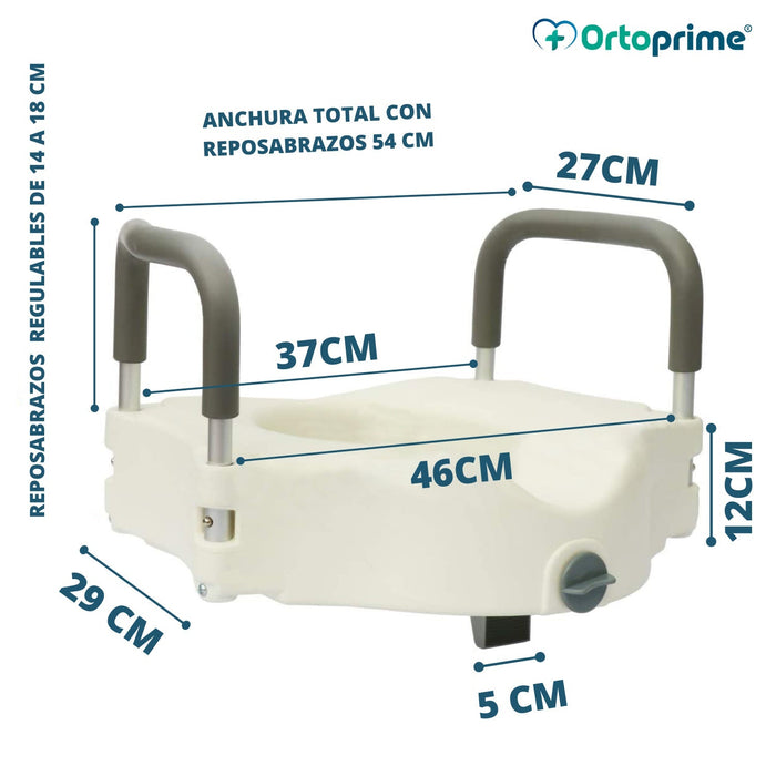 Elevador WC 12 cm Reposabrazos Acolchados
