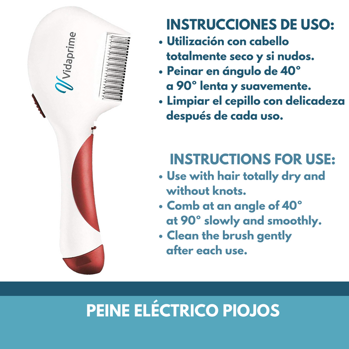 Peine Eléctrico Anti Piojos y Liendres Profesional