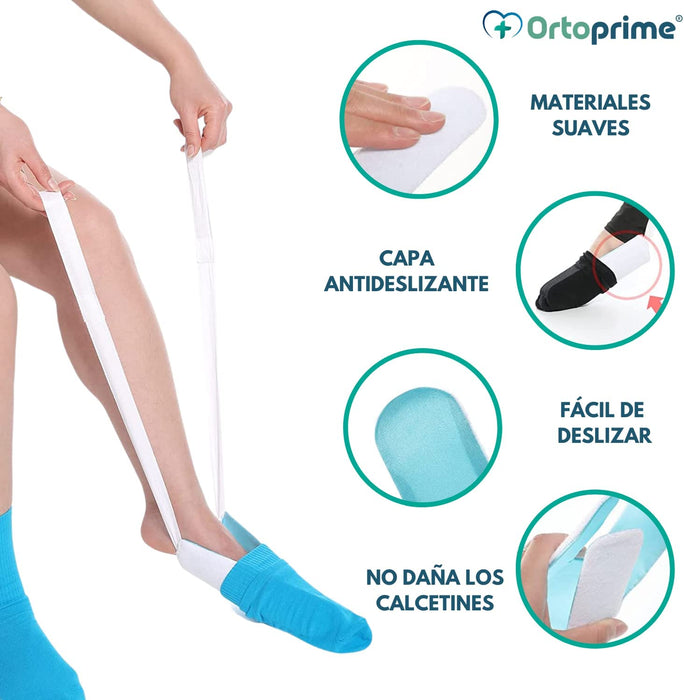 Calzador de Calcetines Flexible con Cintas de Sujeción