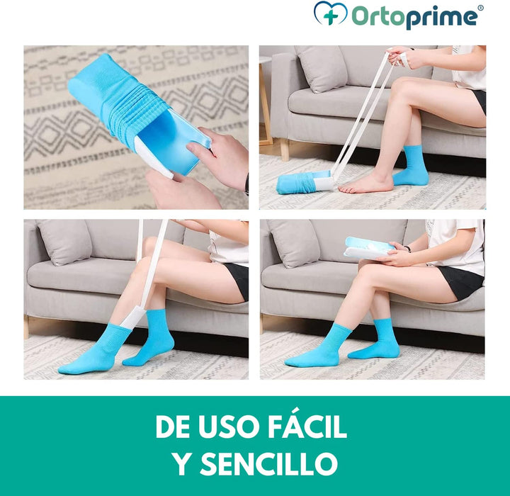 Calzador de Calcetines Flexible con Cintas de Sujeción