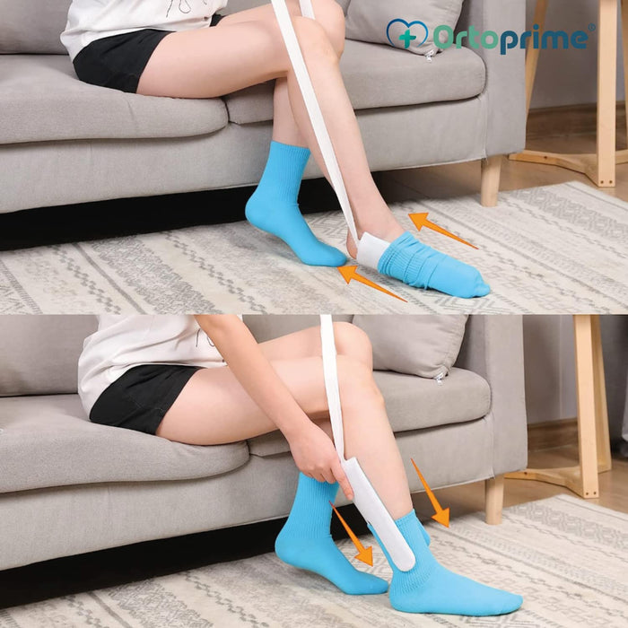 Calzador de Calcetines Flexible con Cintas de Sujeción