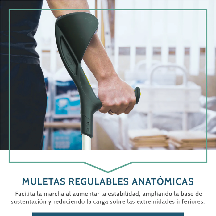 Muleta Adulto Ortopédica Anatómica Verde Pistacho | 1 unidad