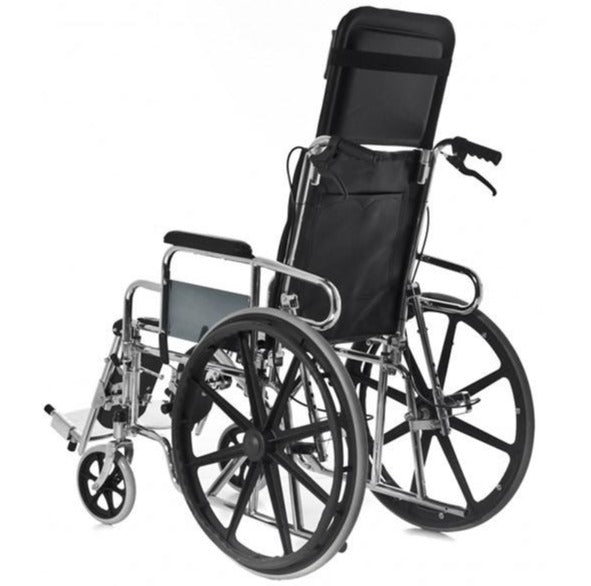 Silla de Ruedas Plegable Acero Cromado con Reposacabezas | ConfortZone